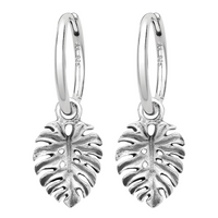 Sterling silver monstera hoop houseplant earrings alternative jewellery