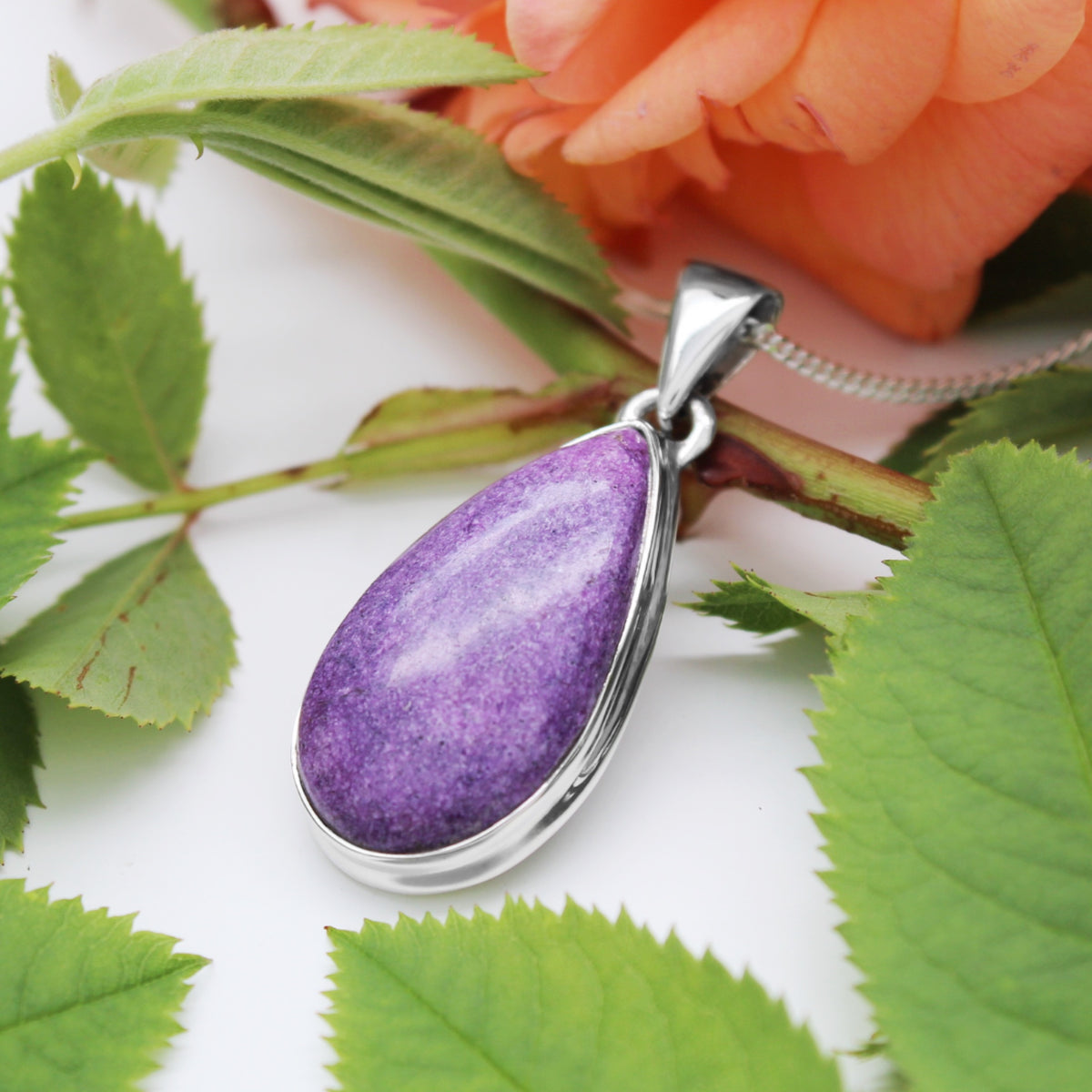 HOLLYHOCK - Sterling Silver & Purpurite Necklace