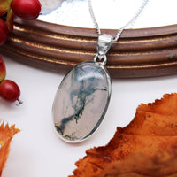 FOREST FOLLY - Sterling Silver & Moss Agate Necklace