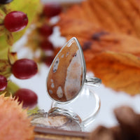 FAWN - Sterling Silver & Deer Fawn Jasper Ring - US 9