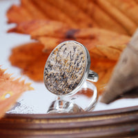 HARVEST - Sterling Silver & Psilomelane Dendrite Ring - US 7