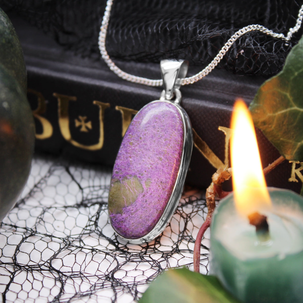 ELIXIR - Sterling Silver & Stichtite in Serpentine Necklace