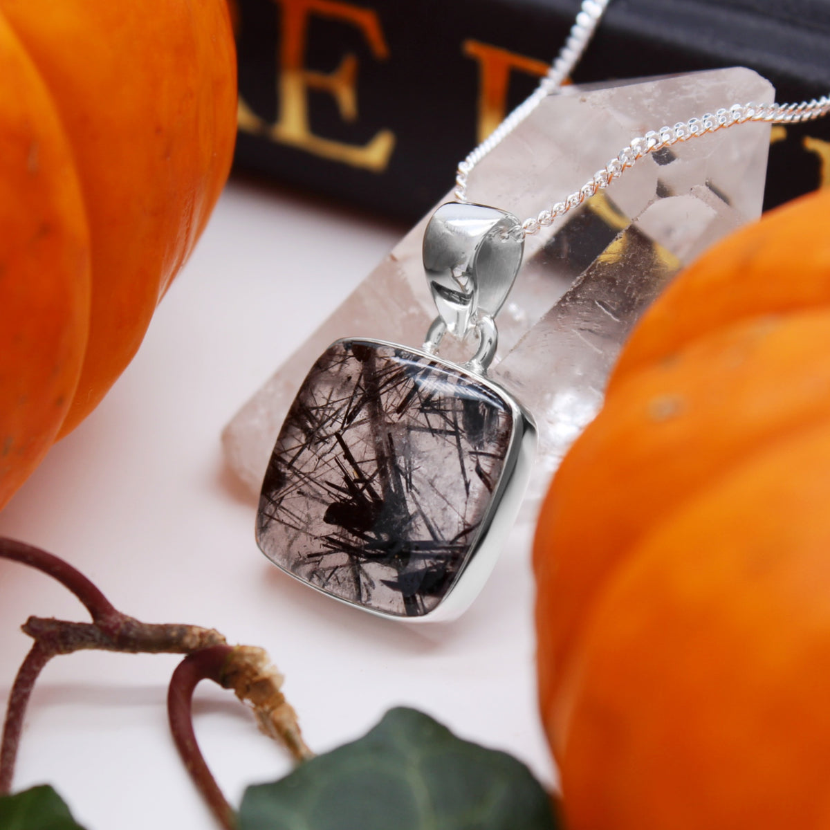 FRACTURE - Sterling Silver & Black Rutile Necklace