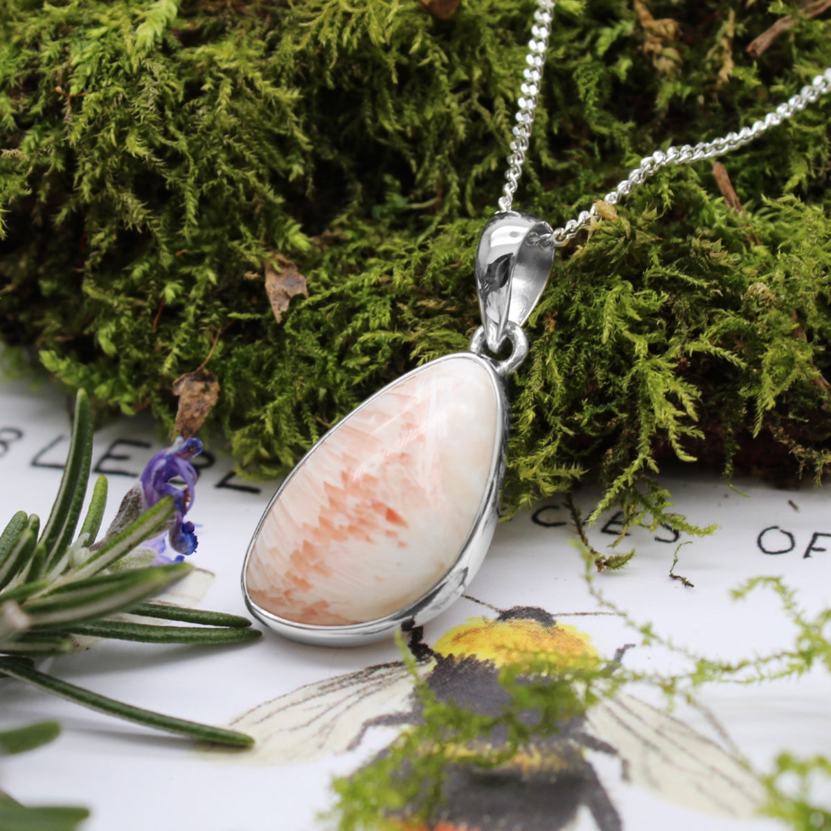 BLOSSOM - Sterling Silver & Pink Scolecite Necklace