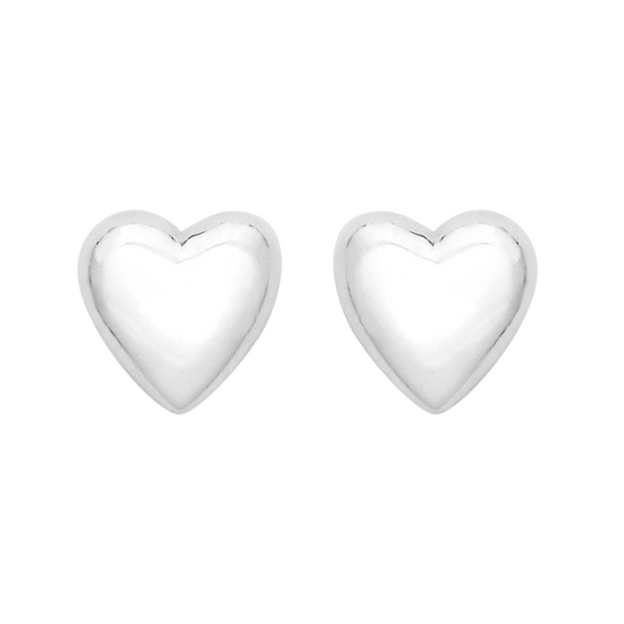 Sterling silver puffy heart simple stud earrings alternative gothic jewellery