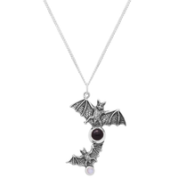 Sterling silver bat gemstone necklace spooky gothic Halloween alternative jewellery