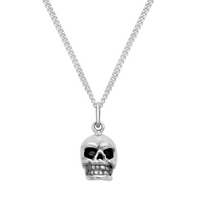Sterling silver chunky skull necklace gothic spooky alternative jewellery