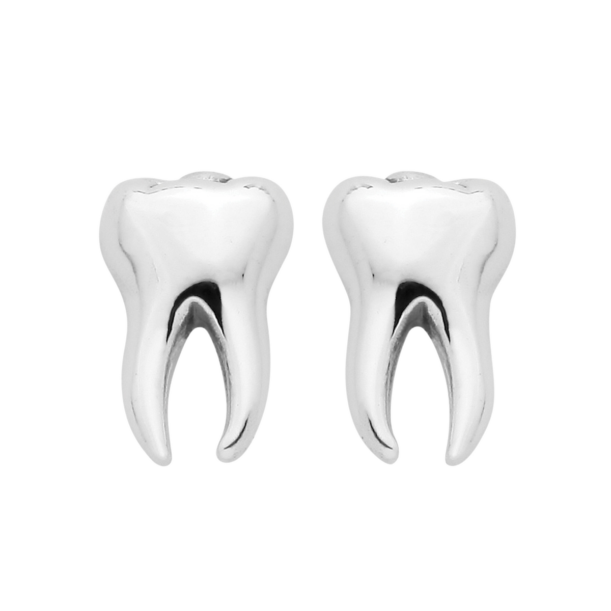 Sterling silver tooth stud earrings gothic spooky alternative jewellery