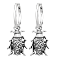 Sterling silver cockroach bug hoop earrings alternative spooky gothic jewellery