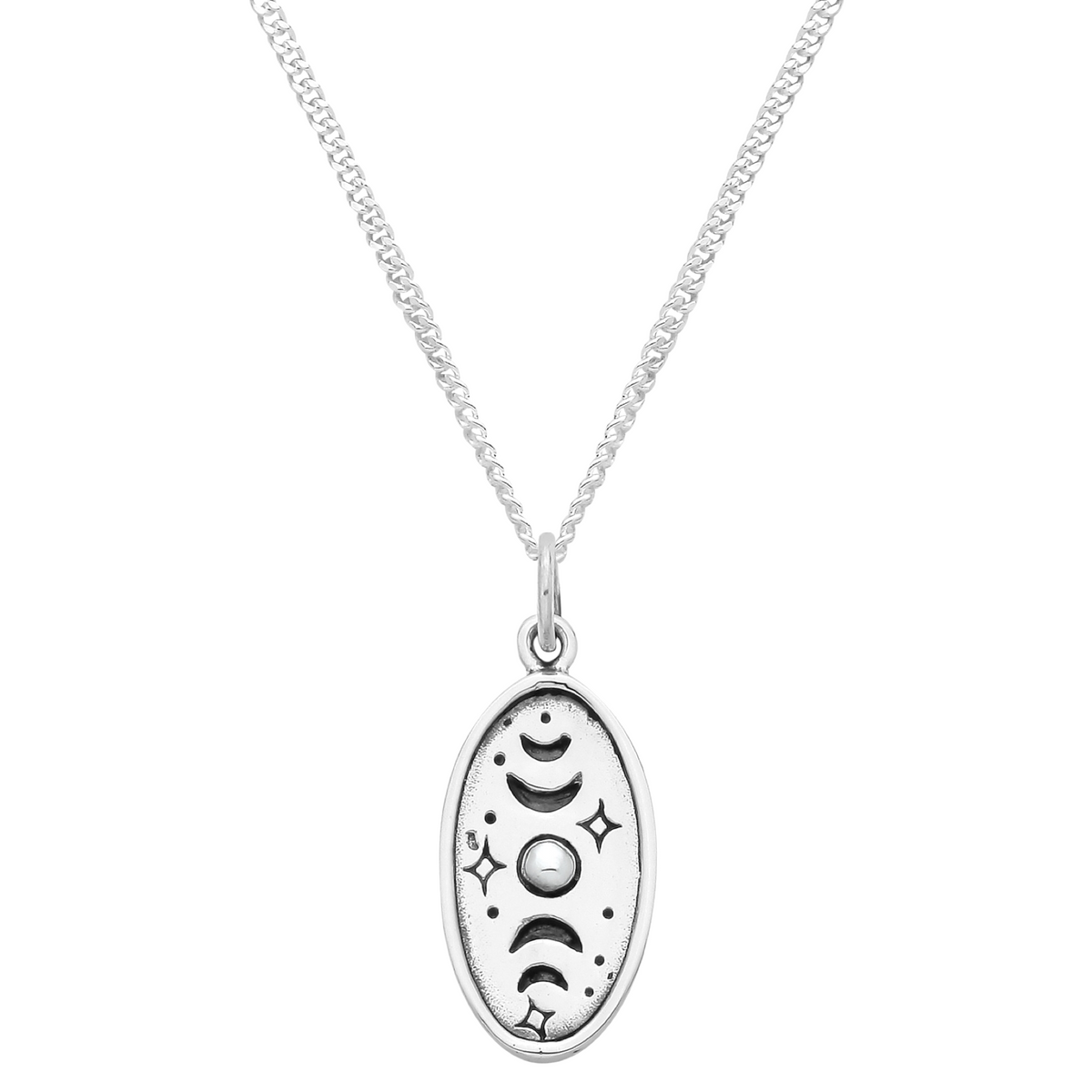 Sterling silver moon phase astrology necklace alternative boho gothic jewellery