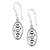 Sterling silver celestial moonphase witchy boho earrings jewellery