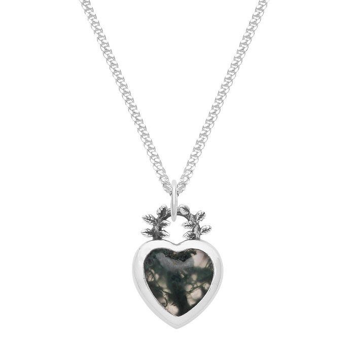 NATURE HAS MY HEART - Moss Agate & Sterling Silver Necklace