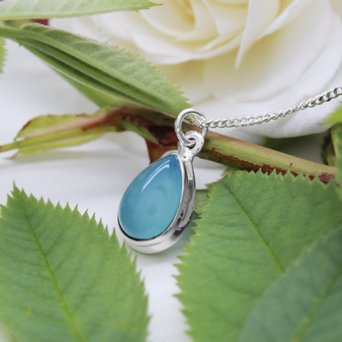 SUMMER STREAM - Sterling Silver & Blue Chalcedony Necklace