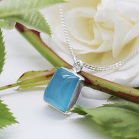 SUMMER STREAM - Sterling Silver & Blue Chalcedony Necklace