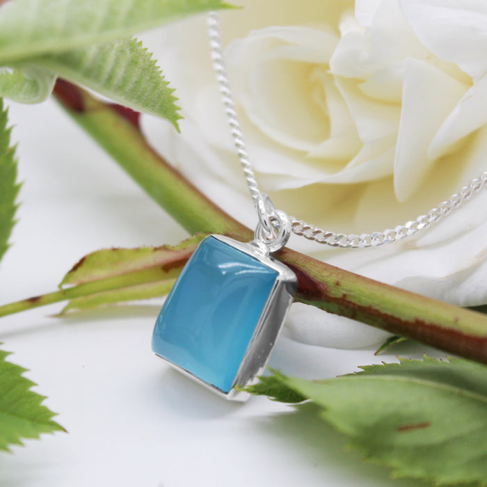 SUMMER STREAM - Sterling Silver & Blue Chalcedony Necklace