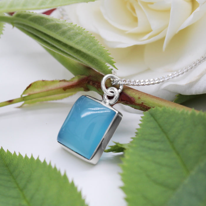 SUMMER STREAM - Sterling Silver & Blue Chalcedony Necklace
