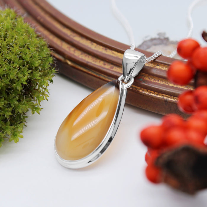 FALL - Sterling Silver & Montana Agate Necklace