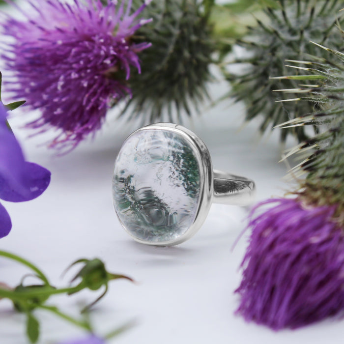 CLOVER - Sterling Silver & Lodolite Ring - US 8