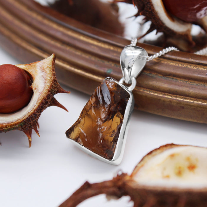 MAPLE - Sterling Silver & Cognac Quartz Necklace