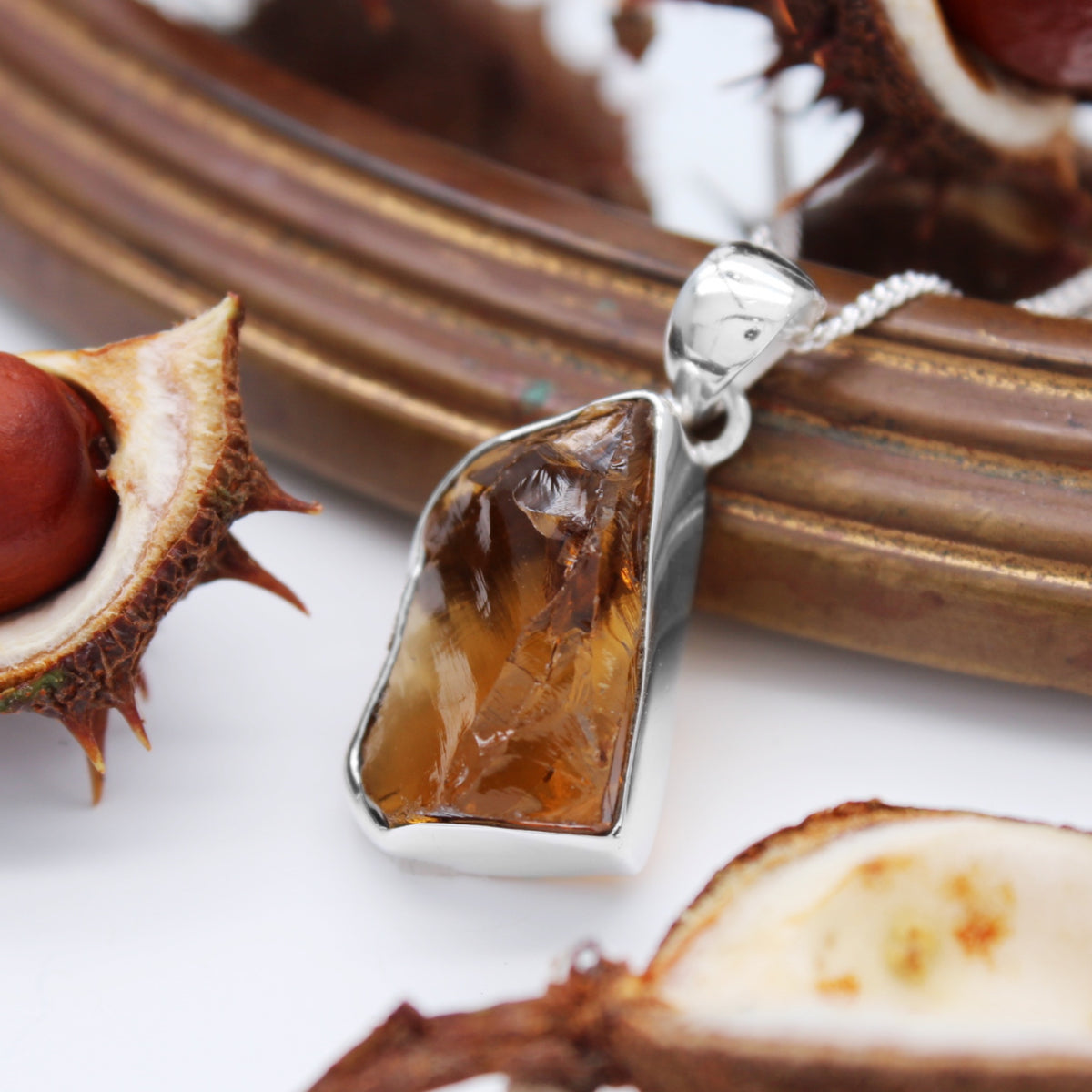 MAPLE - Sterling Silver & Cognac Quartz Necklace