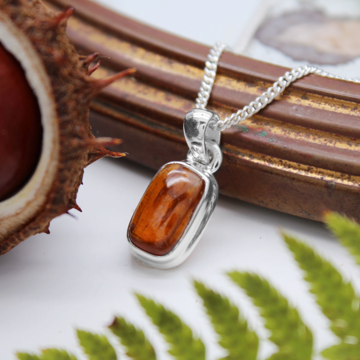 BONFIRE - Sterling Silver & Orange Kyanite Necklace