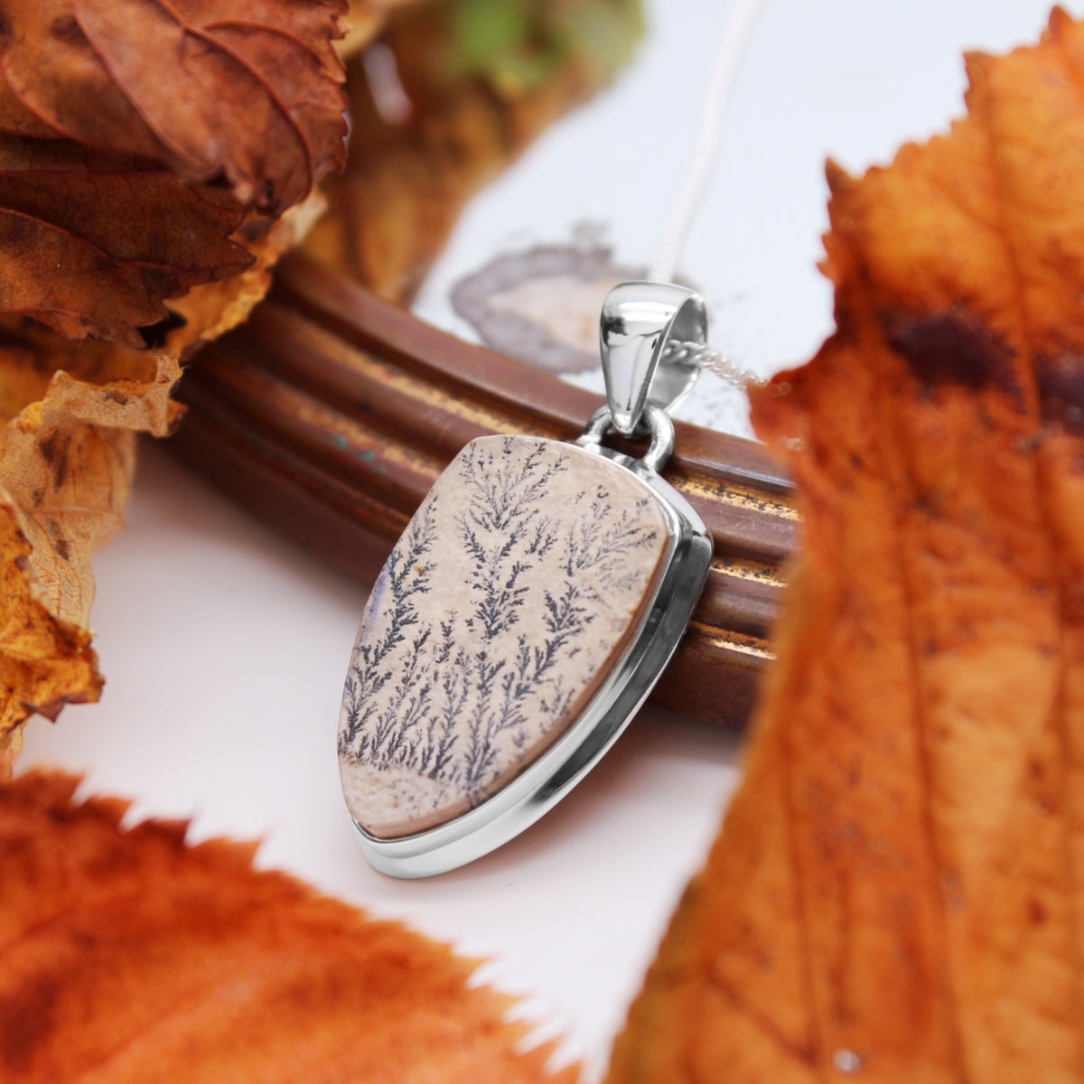 HARVEST - Sterling Silver & Psilomelane Dendrite Necklace