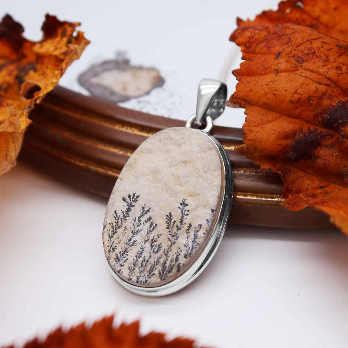 HARVEST - Sterling Silver & Psilomelane Dendrite Necklace