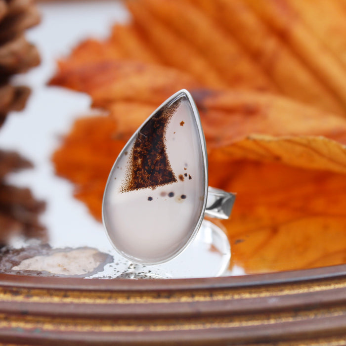 FALL - Sterling Silver & Montana Agate Ring - US 5