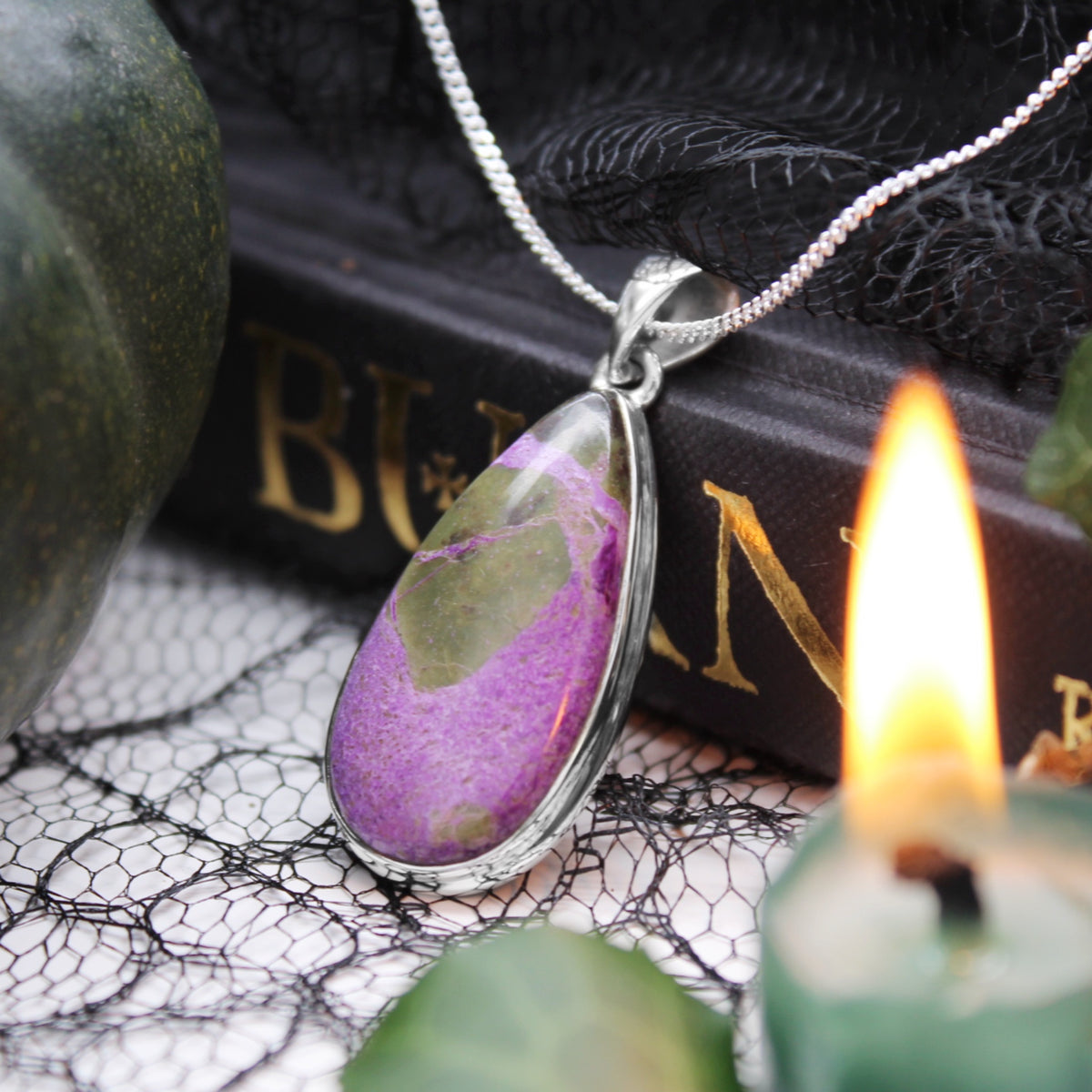 ELIXIR - Sterling Silver & Stichtite in Serpentine Necklace