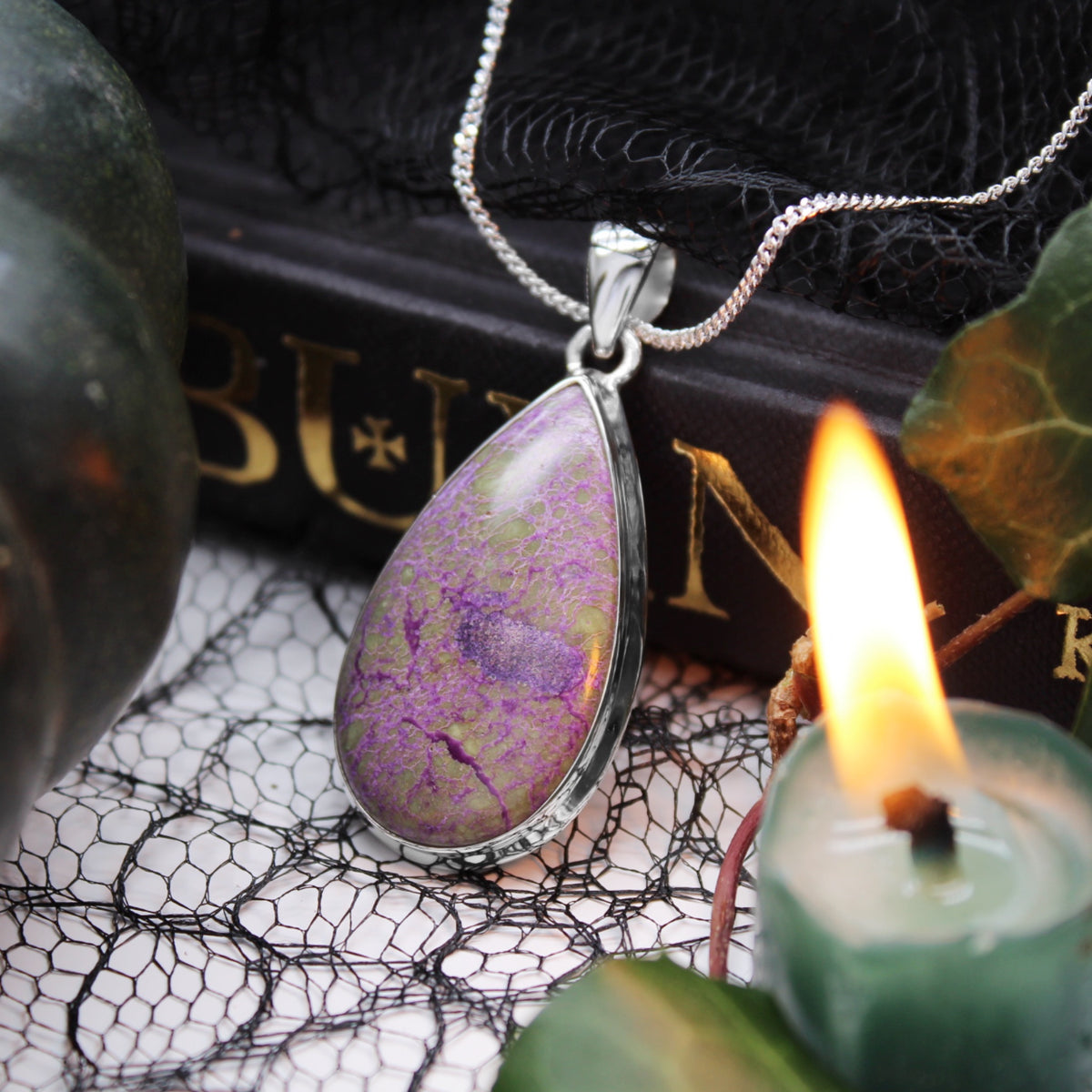 ELIXIR - Sterling Silver & Stichtite in Serpentine Necklace