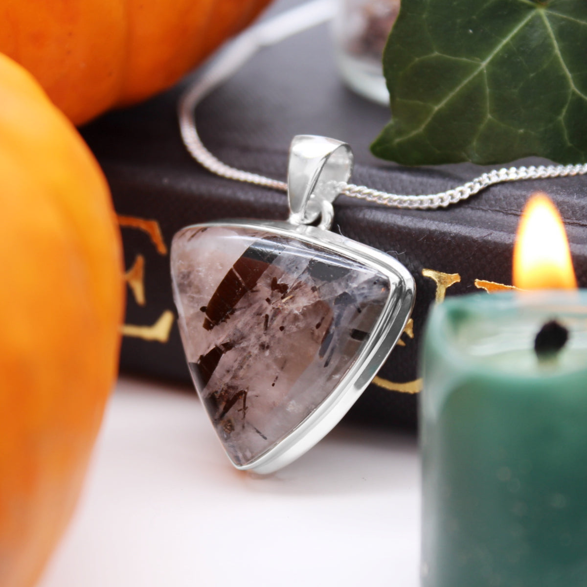 PHANTOM - Sterling Silver & Black Tourmaline in Quartz Necklace