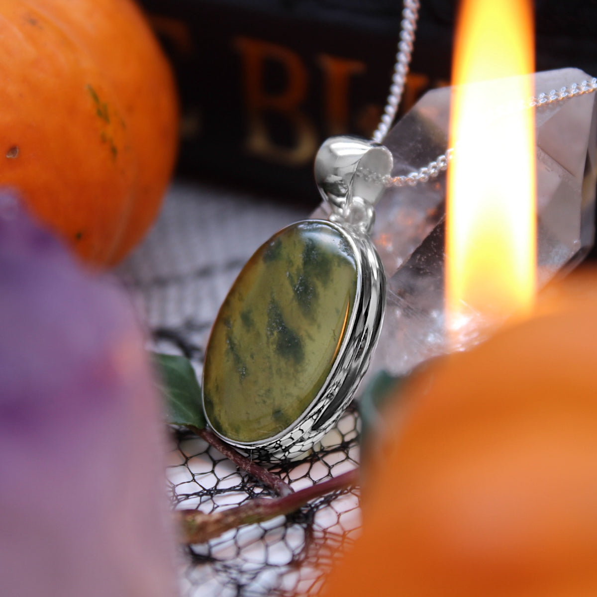 SWAMP THING - Sterling Silver & Vessonite Necklace