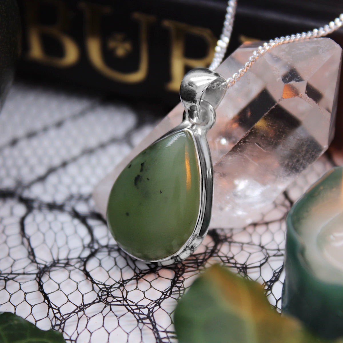 BLAIR - Sterling Silver & Nephrite Jade Necklace