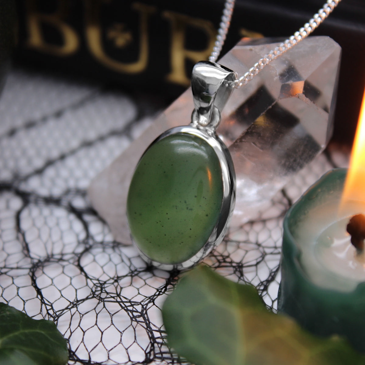 BLAIR - Sterling Silver & Nephrite Jade Necklace