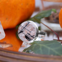 FRACTURE - Sterling Silver & Black Rutile Ring - US 9.5