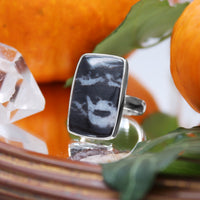 BEETLEJUICE - Sterling Silver & Zebra Jasper Ring - US 6