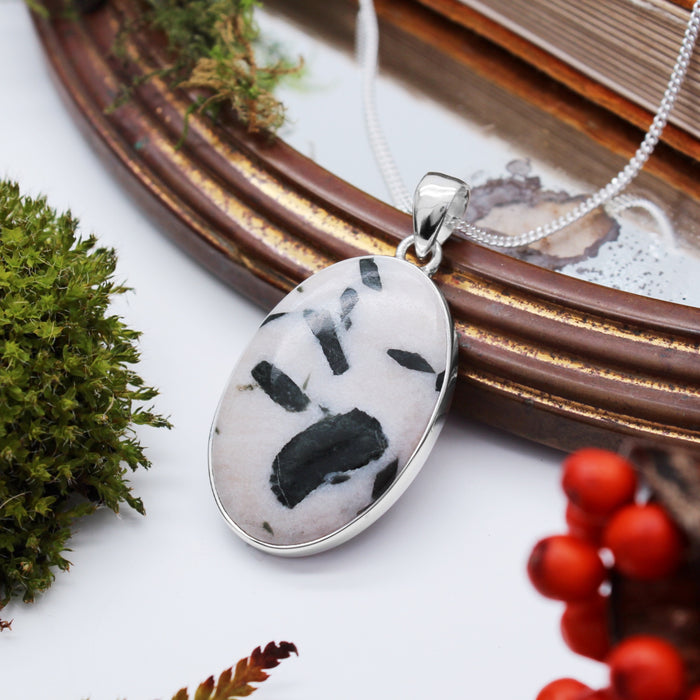 SPRING LEAVES - Sterling Silver & Green Tourmaline in Quartz Necklace