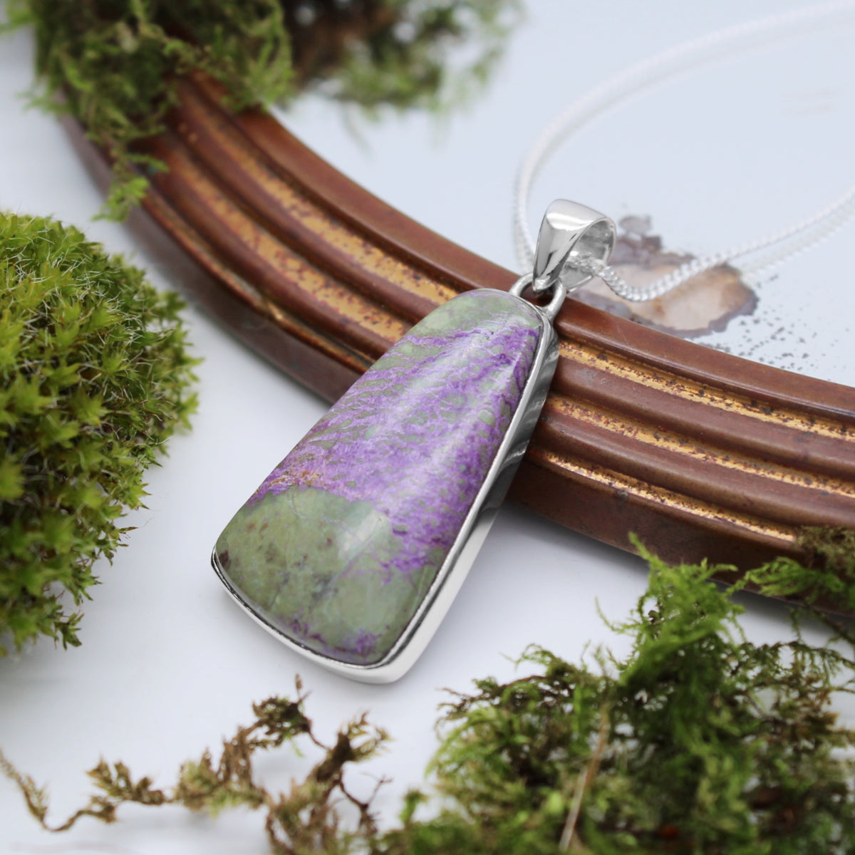 ELIXIR - Sterling Silver & Stichtite in Serpentine Necklace