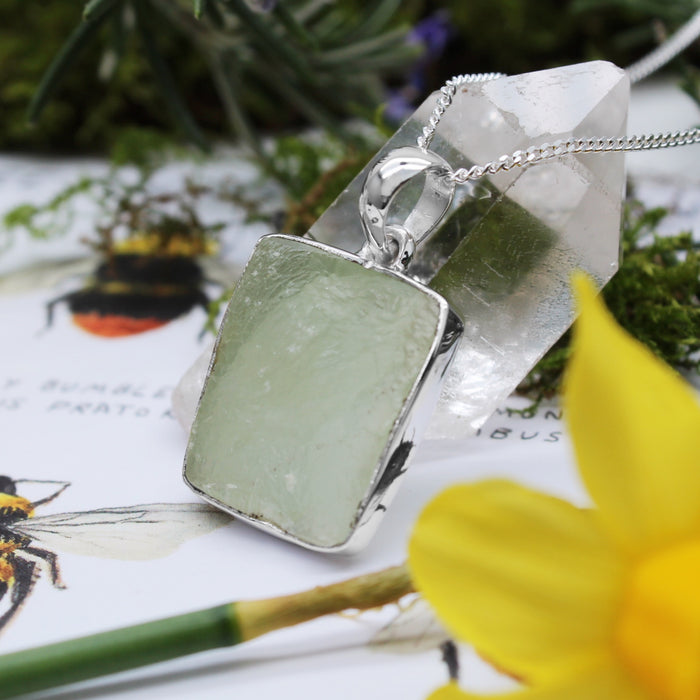 MEADOW - Sterling Silver & Prehnite Druzy Necklace